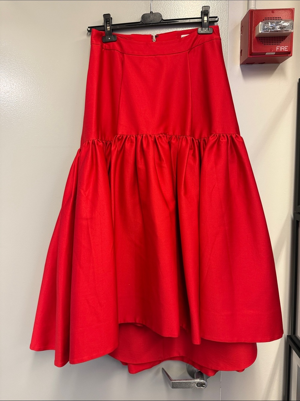 Alice + Olivia Vibrant Red High-Low Tiered Skirt